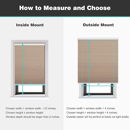 Miniatura 7 de Changshade CEL24WT36C - Persiana opaca sin cables, con el diámetro de panales de 1.5 pulgadas, para oscurecer la habitación, pantalla plisada para
