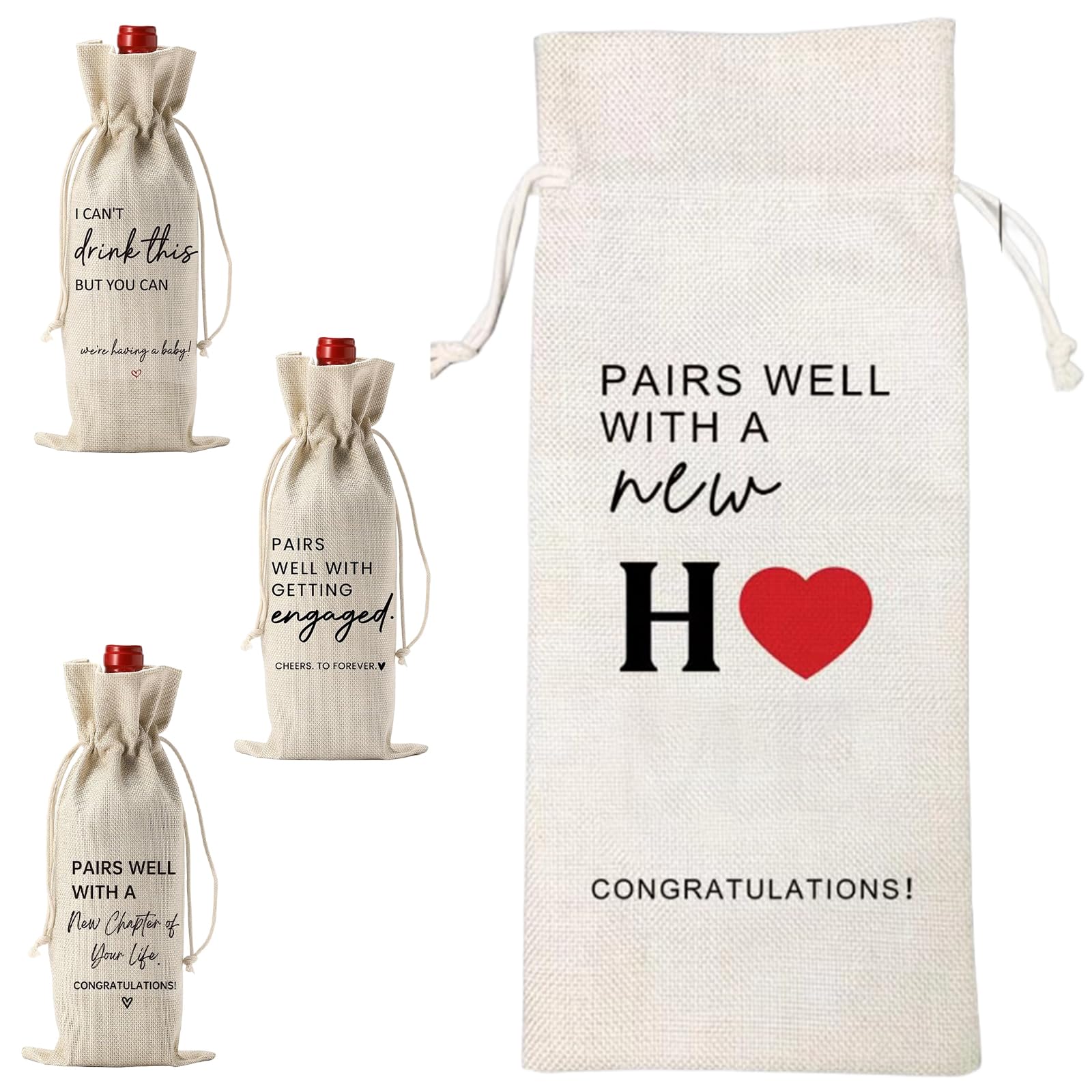 Maxtonser Elegant Cotton Linen Wine Bottle Protective Sleeve Wine Bottle Bag For Wrapping And Home Entertaining