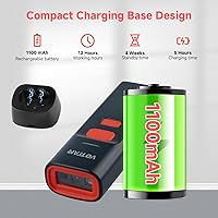 Vista 3 de VOTTAN Escáner de código de barras QR Bluetooth con soporte de carga, lector de código de barras de bolsillo 1D 2D PDF417 UPC, escaneo automático