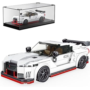 Mould King 27031 Technik Speed Champion Sports Car Building Blocks with Acrylic Display Case G-T-R Racing Car Clamping Blocks