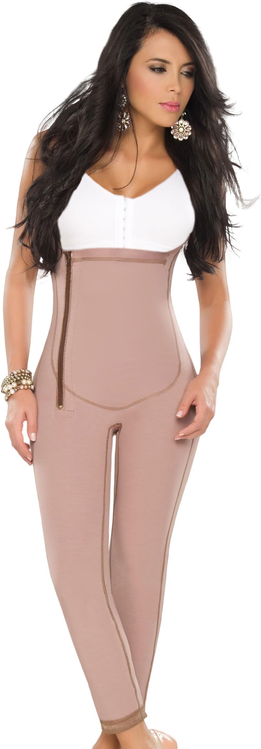 Fajas Dprada 11022 Free-bust Girdle w/ Side Zipper - Fajas Colombianas,Cocoa-optic,S (Fits 32-33 Inch Waist)