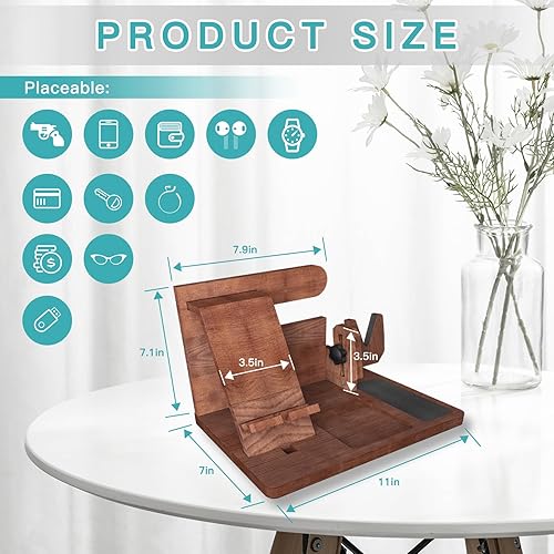 Miniatura 6 de Soporte para pistola de madera para hombre, estación de acoplamiento para teléfono, soporte militar, soporte de noche, soporte para llaves, mesa