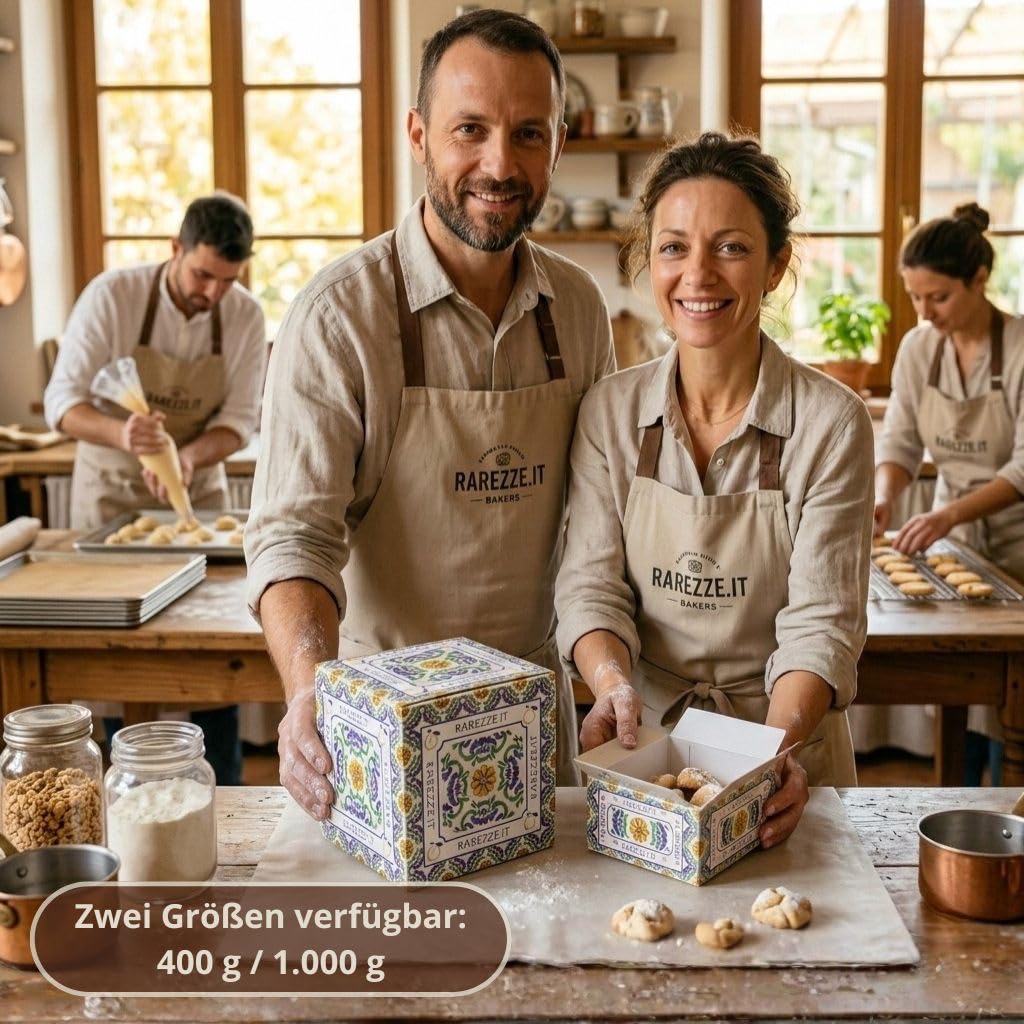 RAREZZE - Sizilianische Mandelgebäck handgefertigt in Sizilien von einer alten handwerkskonditorei, Schönen Geschenkbox (kg.1). RAREZZE: direkt aus Sizilien, Feingebäck, Keksen, cannoli, cassata