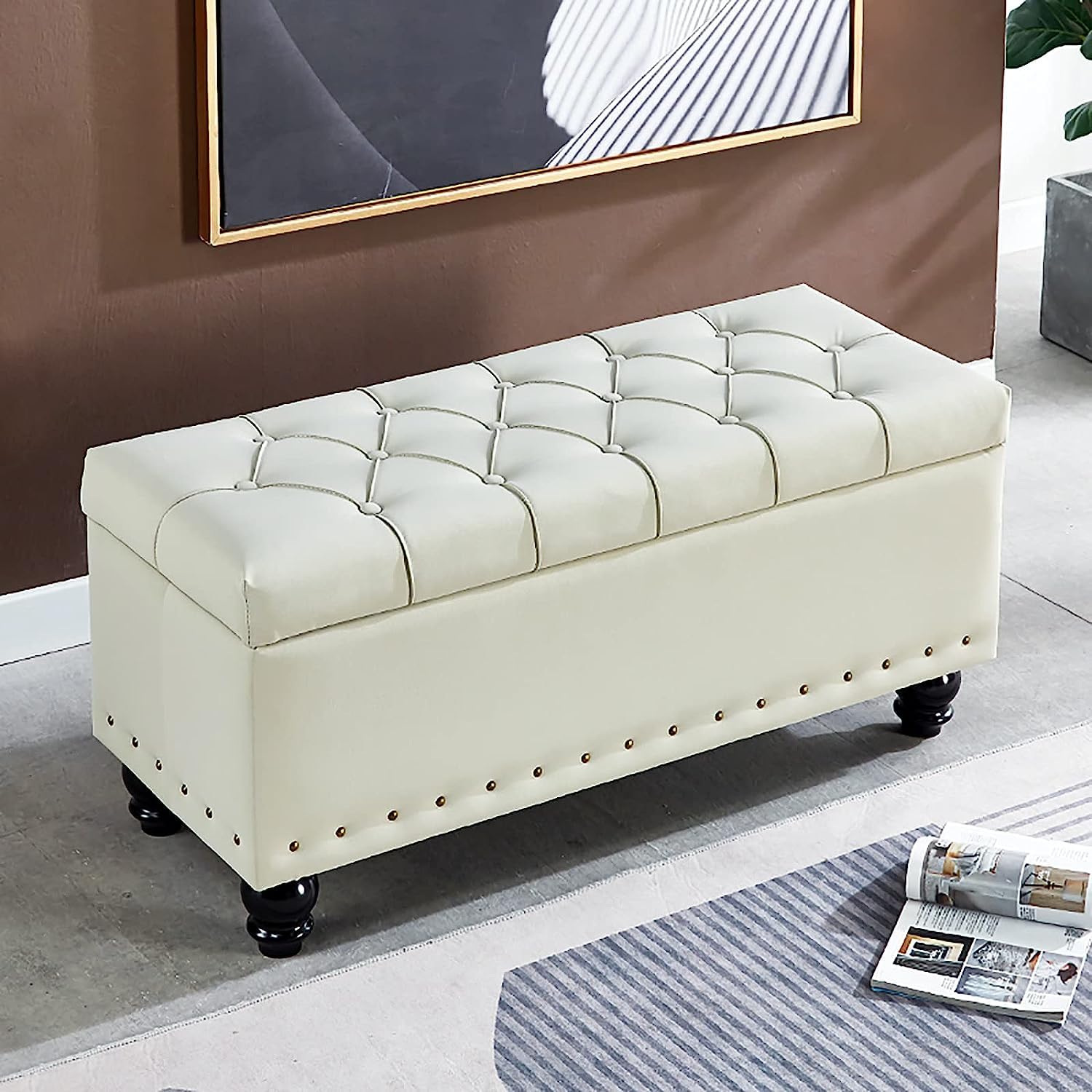 Bancs de rangement kaki pour optimiser le salon et la chambre à coucher moderne