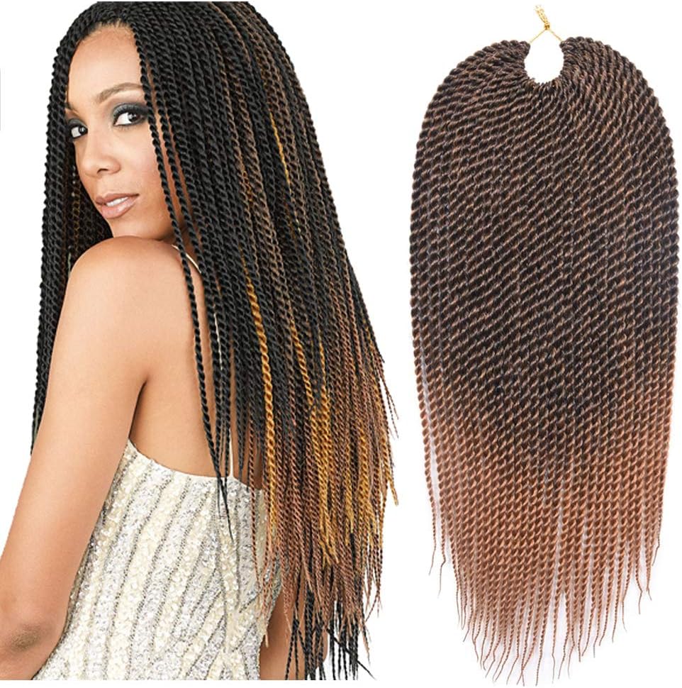 Refined 7Packs 18inch 30stands/pack Senegalese Twist Crochet Braids 16 Colors Avaliable for Black Women Low Temperature Fiber Synthetic Braiding Hair Extensions (18inch,T1B/27)