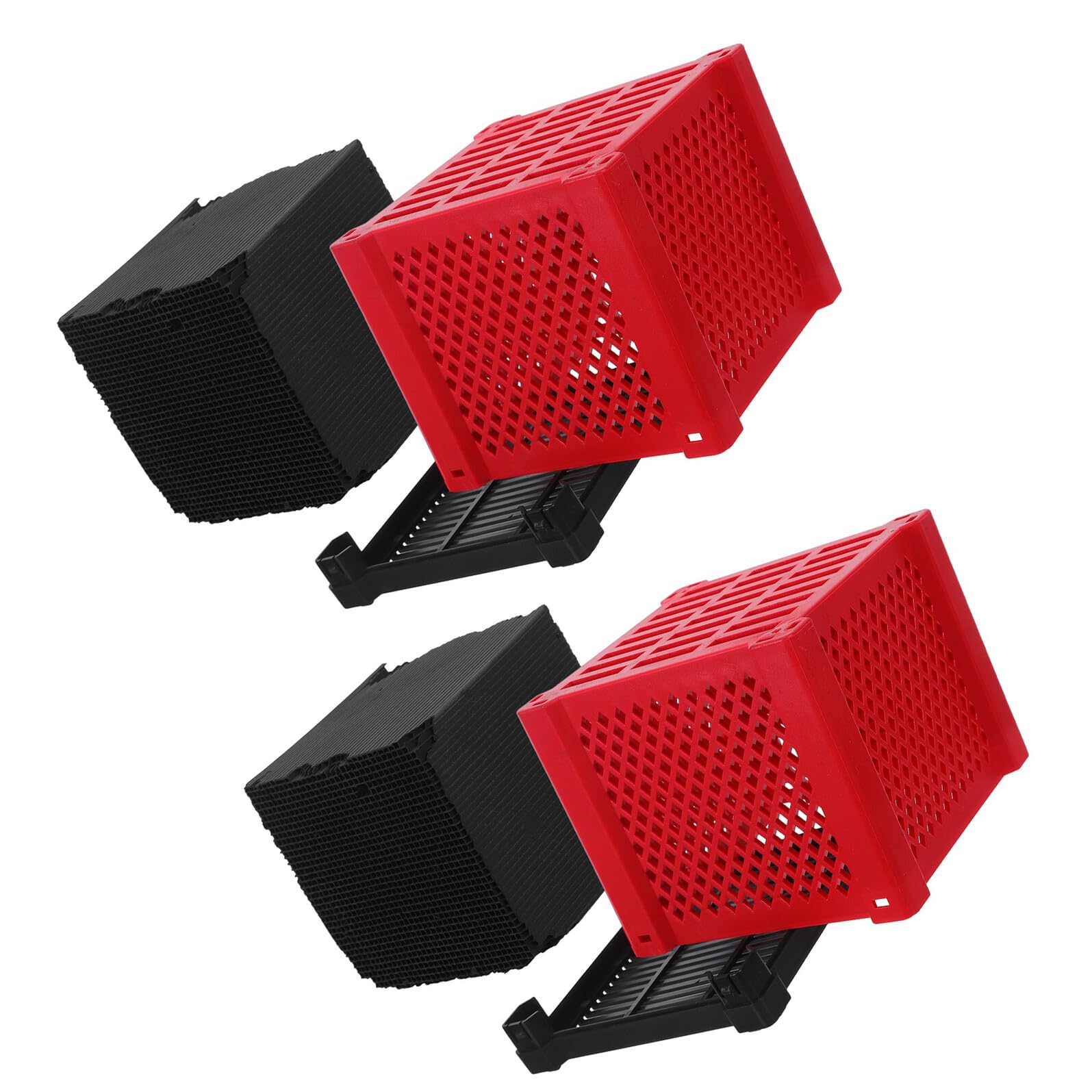 SOIMISS Filtro para Acuario Carbón Activado, Kit de 2 Juegos Caja de Almacenamiento para Medios Filtrantes, Purificador de Agua para Pecera, Sistema de Filtración y Silencioso