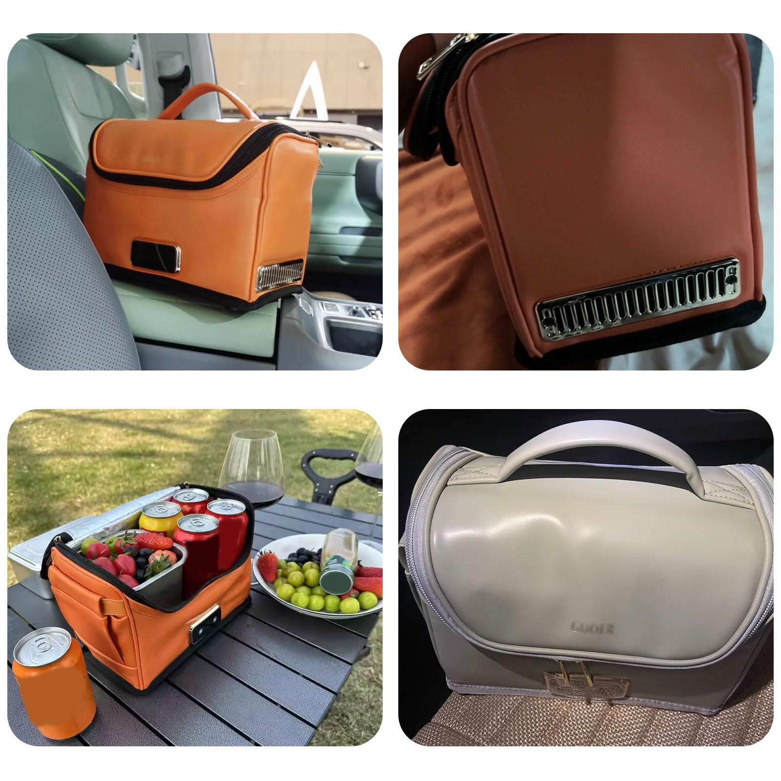 Frigo Auto Mini Freezer Portatile Congelatori Portatili A Compressore 12v Funzioni Di Raffreddamento E Riscaldamento 4L Con Display Intelligente E Cerniera(Orange)