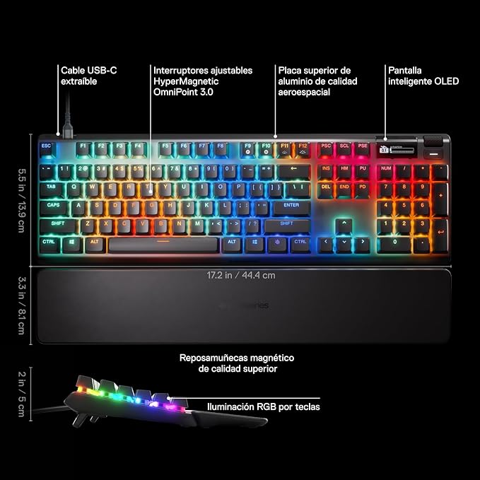 Teclado Gamer SteelSeries Apex Pro Gen 3 USB-C RGB miniatura 3