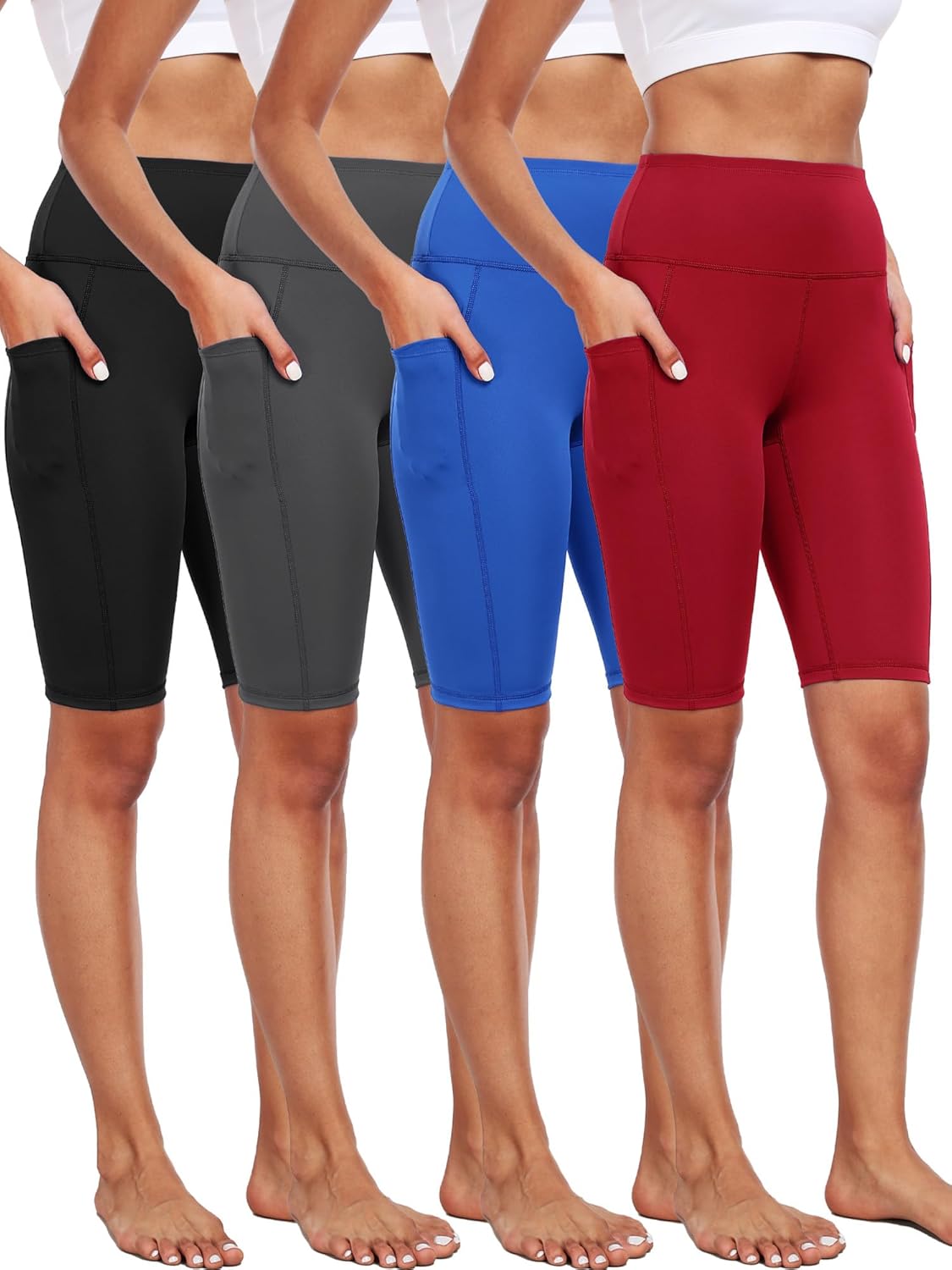 CADMUS 3/4 Pack Women Biker Compression Short Leggings for Yoga with Big Pockets