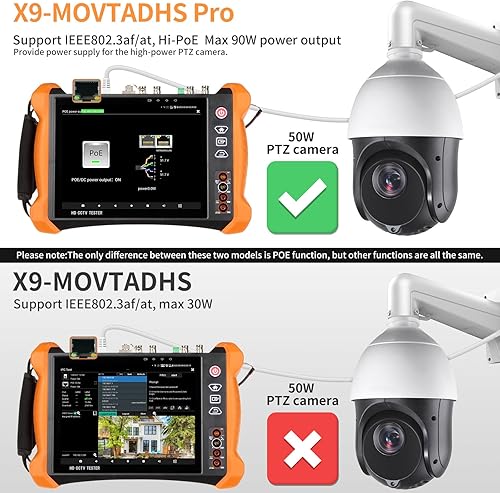 Miniatura 13 de Rsrteng X9-MOVTADHS CCTV probador,8K 32MP 12MP IP Cámara Probador,4K 8MP TVI/CVI/AHD/SDI/CVBS CCTV Monitor Soporte DMM, OPM, VFL, TDR, Herramientas