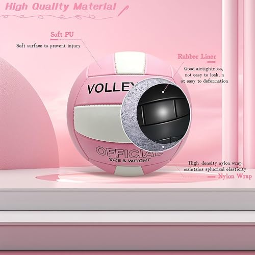 Miniatura 3 de Volleyball Official Size 5 for Indoor Outdoor, Thicker PU Soft Volleyball Kit with Ball Pump for Adults Beach Game Gym Pool Training Play, Soft Touch