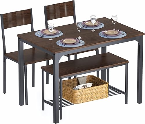 DlandHome Juego de mesa de comedor para 4 mesas de cocina, mesa de cocina con sillas, juegos de mesa de comedor y sillas, mesa de comedor