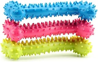 Resistant to Bite Bone Dog Puppy Molars Rubber Ball Play for Teeth Training Thermal Pet Dog Chew Toys Clean Teeth Bite Bones (Green)