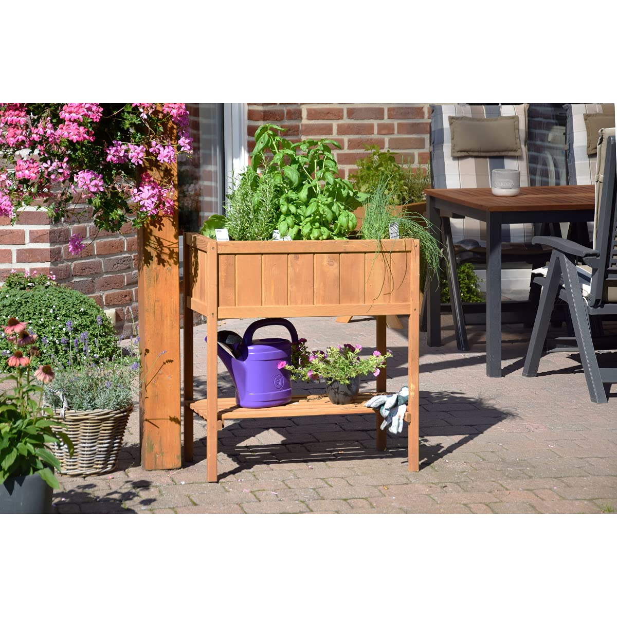 dobar® 58250e kompaktes Hochbeet | Erhöhtes Gemüsebeet | Kräuterbeet aus Holz | Balkonbeet für Salat | Pflanzkasten für Balkon/Garten/Terrasse | 76 x 40 x 80 cm | Braun
