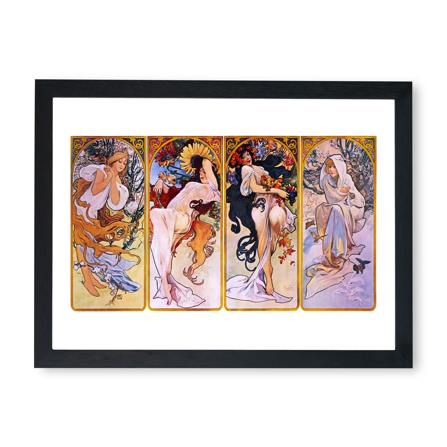 Affiche encadrée Alphonse Mucha Four Seasons de Spiffing Prints qualité musée - 7