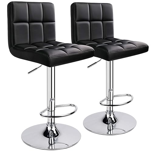 Leopard Bar Stools, Modern PU Leather Adjustable Swivel Bar Stool