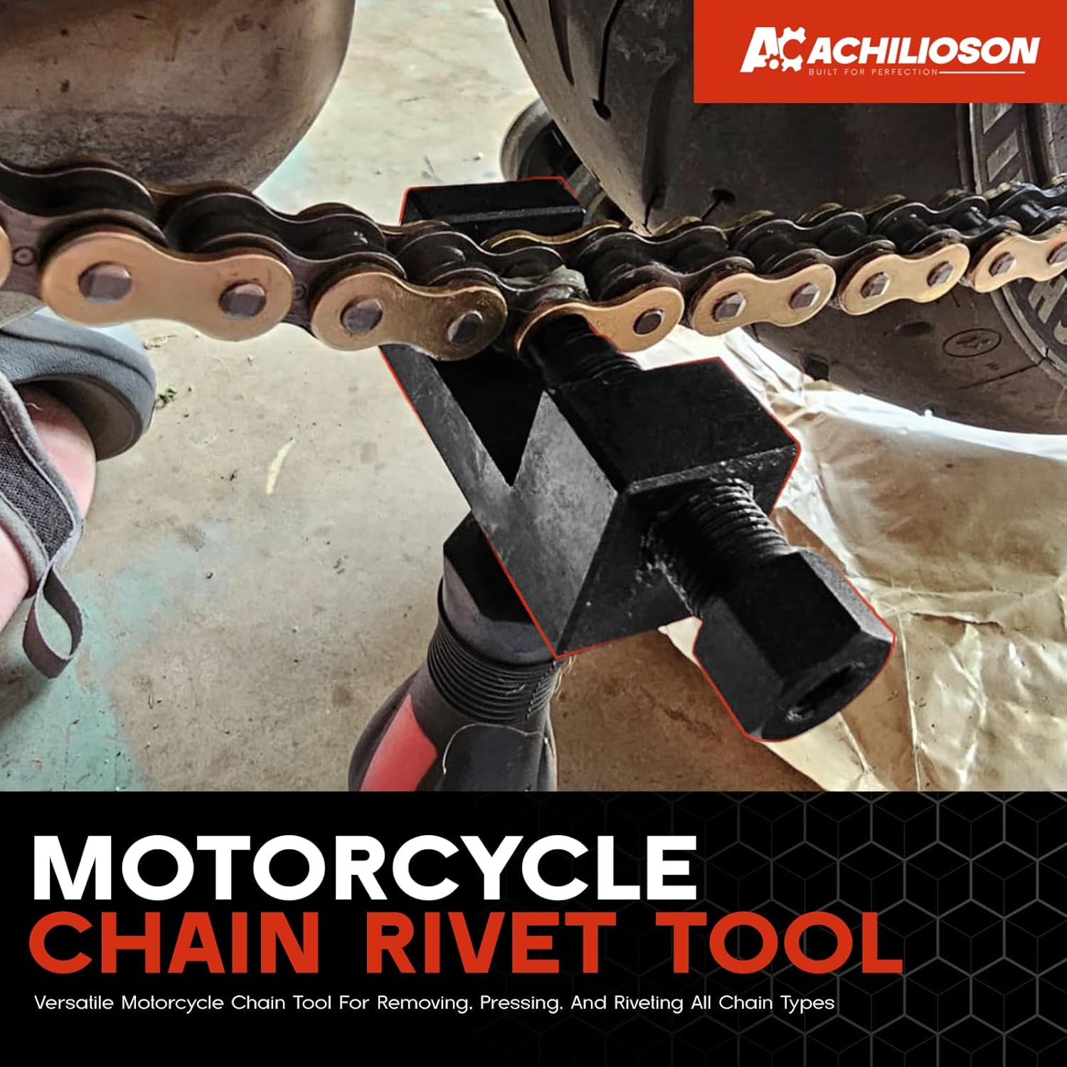 Motorcycle Chain Rivet Tool for Cutting, Pressing, and Riveting Master Links