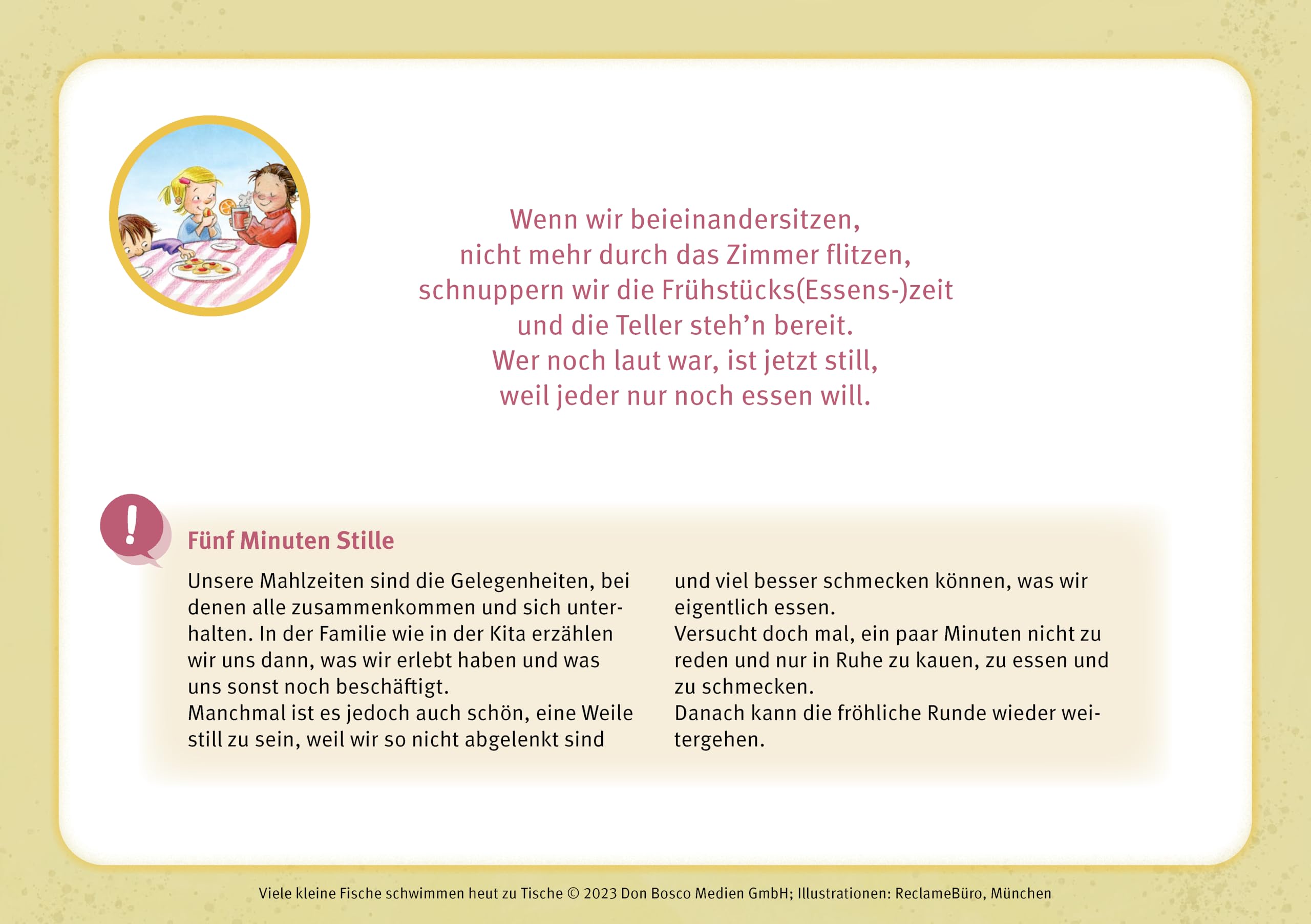 Viele kleine Fische schwimmen heut zu Tische: 30 lustige Tischsprüche, Spielideen und genussvolle Rituale für Kinder. Tischreime für den Kindergarten, ... Ideen für Kindergruppen auf DIN-A5-Karten)