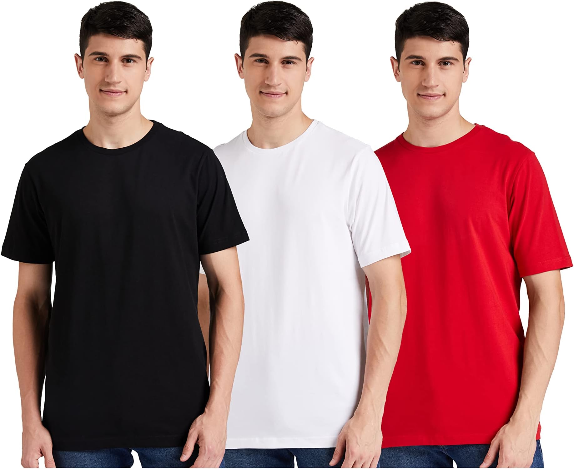 Amazon Brand - Symbol Men's Solid Cotton T Shirt | Plain | Round Neck | Half Sleeve-Regular Fit | Combo Pack of 3 (Available in Plus Size)