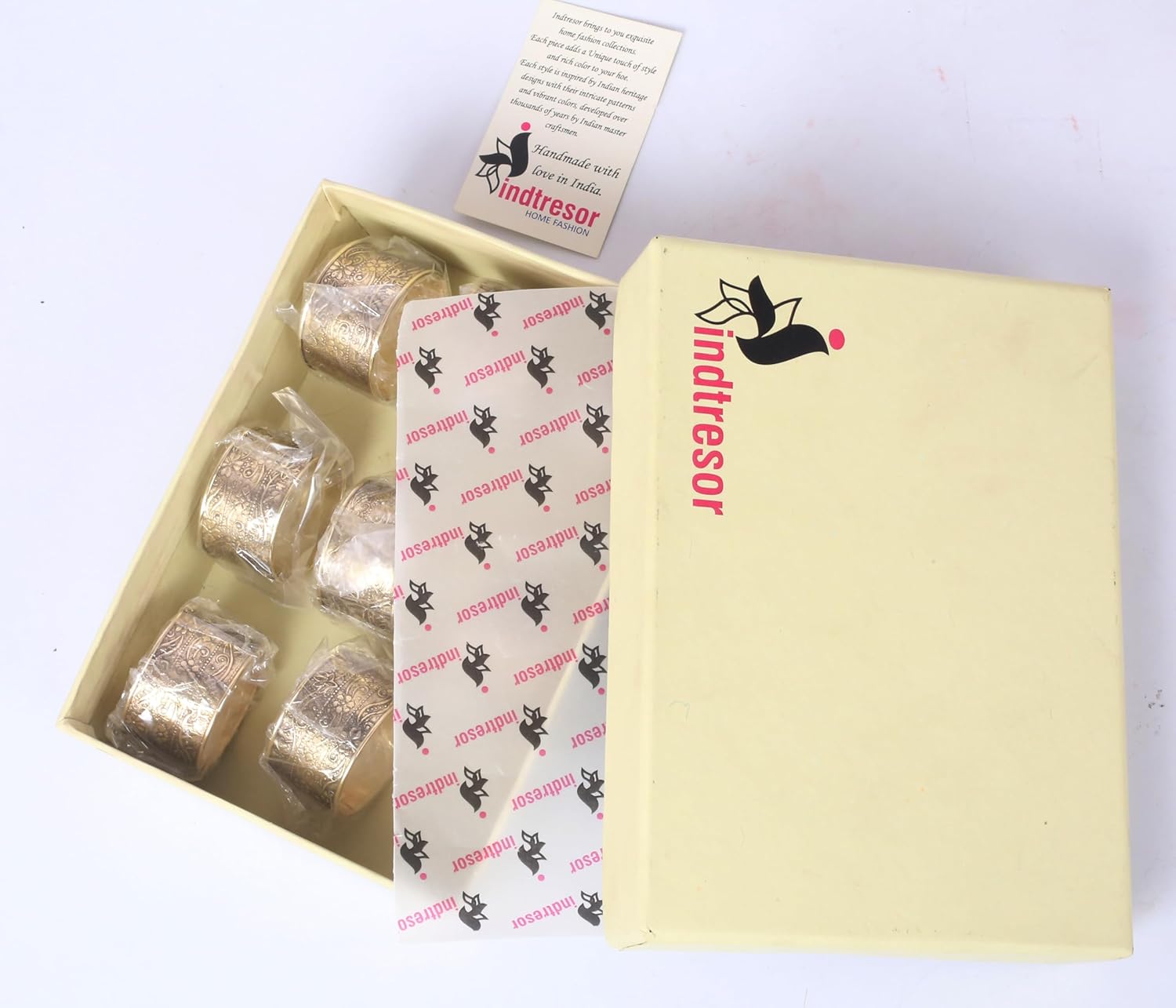 Gorgeous Beautifully Handcrafted Floral Large Size Gold Color Party Dining Table Napkin Holders (Set of 12)