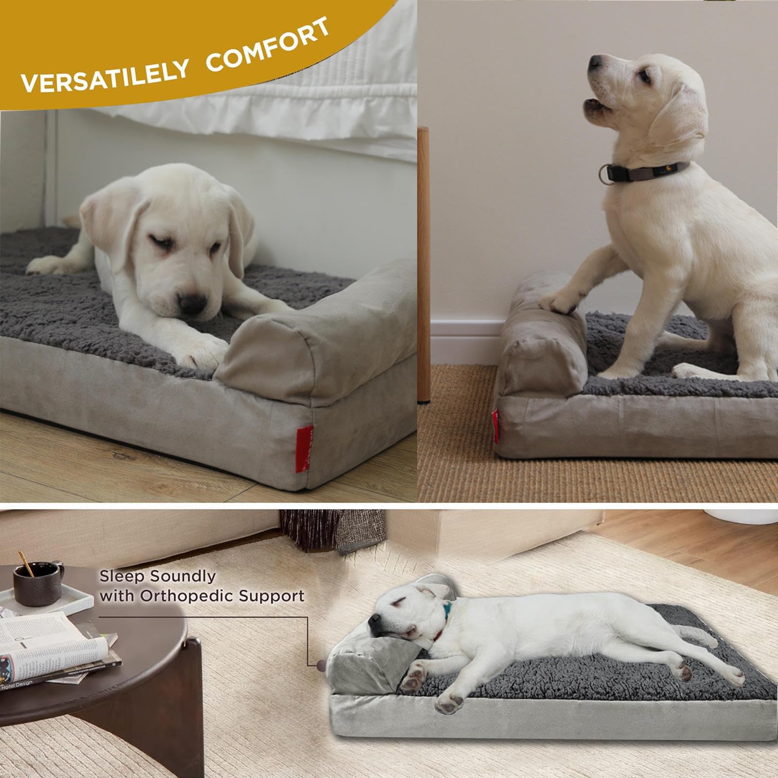 Cuccia Ortopedica Per Cani Grandi FURTIME - Letto 89x64cm Con Imbottitura Rimovibile E Base Antiscivolo - Foto 4