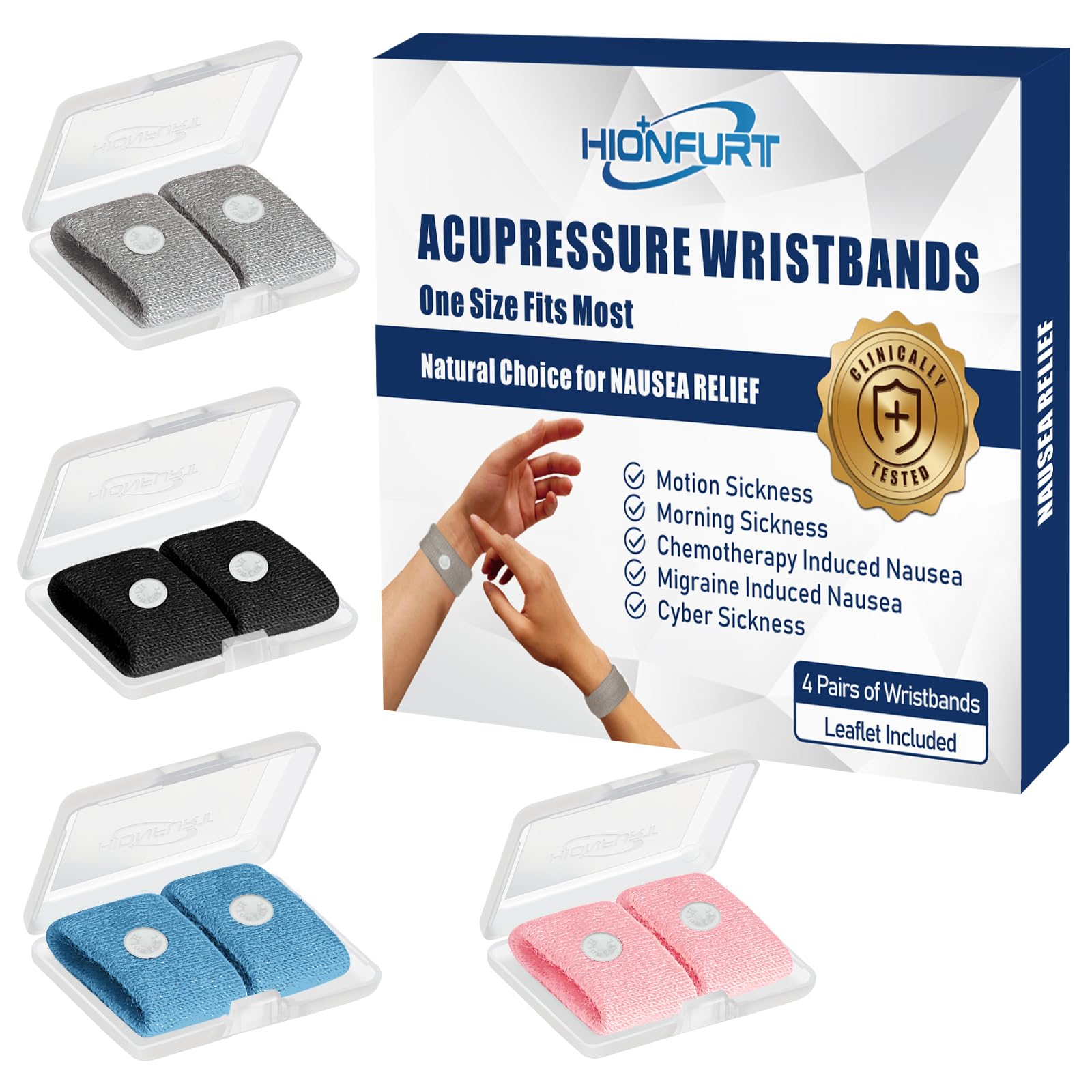 Hionfurt Motion Sickness Bands Anti Nausea Wristbands for Adult and Kids