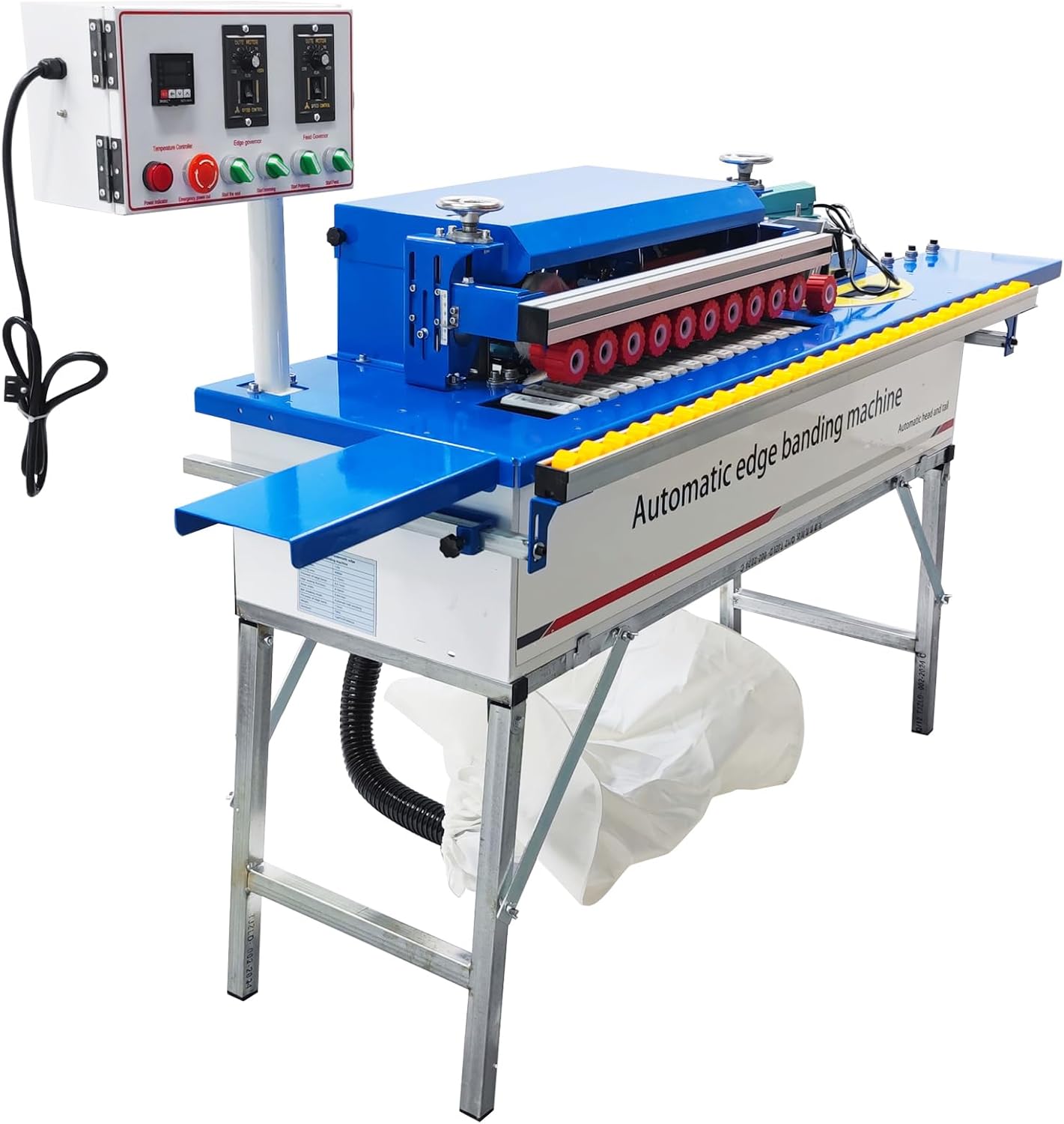 Automatic Edge Bander Banding Machine Woodworking Curve Straight Edge Bander Pneumatic Head Double-sided Gluing Trimming Machine Automatic Plate Feeding With Top Control Panel 110V