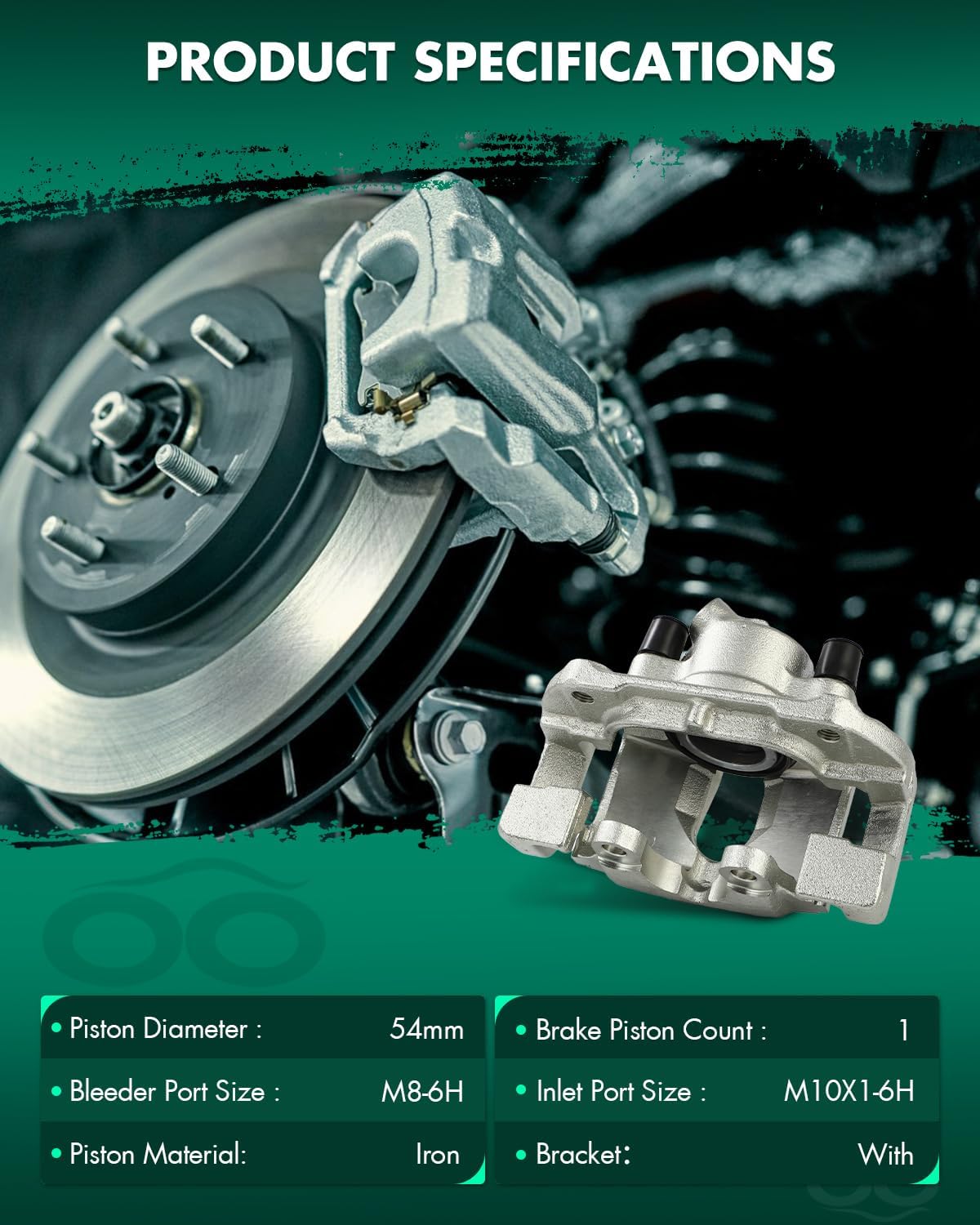 SCITOO 19B1619A 19B1618A Front Left & Right Disc Brake Calipers w/Bracket Fit For BMW For 320i 2001-2005,For BMW For 325Ci 2001-2005,For BMW For 325i 2001-2005,For BMW For Z4 2003-2007, Double Pistons