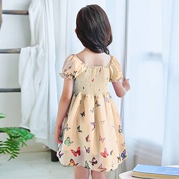 ワンピース bonjour dairy  butterfly dress 6y Butterfly Dress in Bouquet Fluo Curry by Bonjour Diary