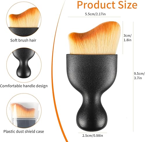 Miniatura 2 de woobrooch - Cepillo de coche prémium (paquete de 2), herramienta de limpieza interior, colector de polvo y detallador, diseño curvado para una