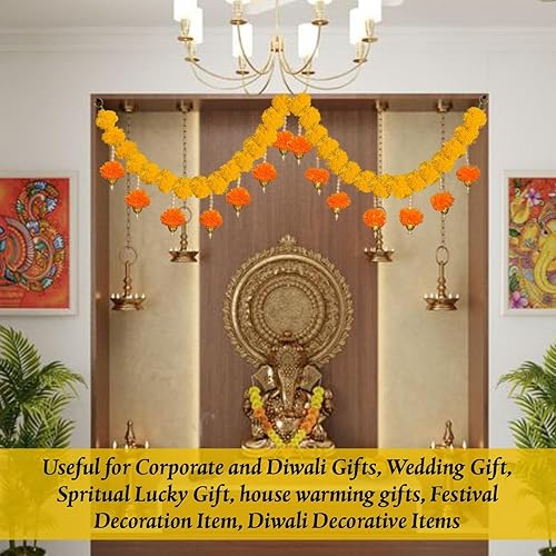 Miniatura 3 de SMIZZY  (RE) TOUCHING LIVES - Guirnalda Toran de caléndula de flores esponjosas para puerta de entrada Bandarwal para puerta principalMandir