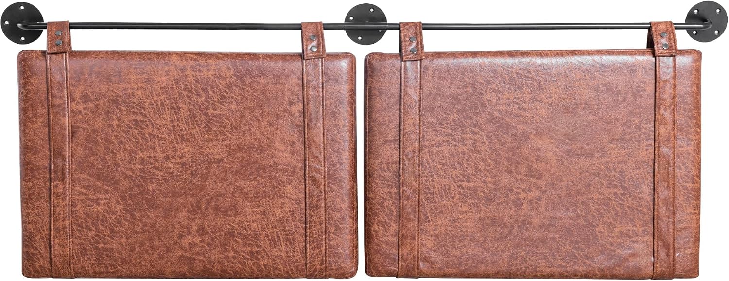 Fromann Upholstered Hanging Wall Mounted Headboard Queen Size | Brown Faux Leather, For Bedroom, Easy 30-minute assembly.