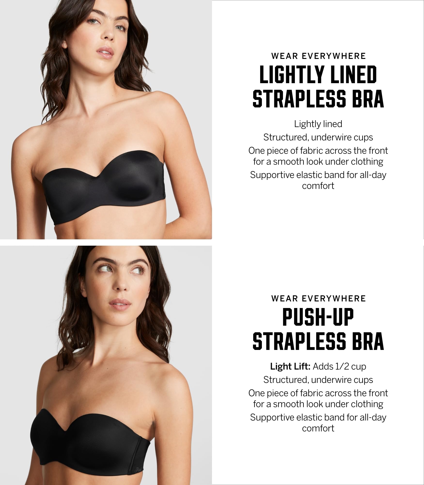 Victoria's Secret Brasier sin tirantes con forro ligero para mujer, color rosa (32A-38DDD)