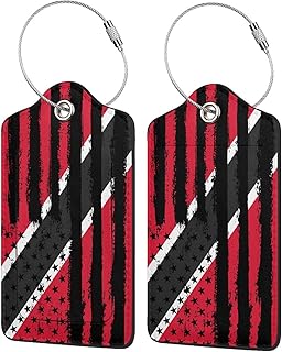 Trinidad and Tobago Tobagoan American Flag Luggage Tags for Suitcases,Leather Stainless Steel Loop Identifiers Privacy Coveridentifiers and Address Card for Cruise Airport Travel Essentials