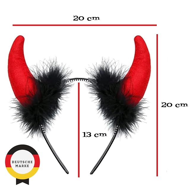 Foto 3 de 8 de Hatstar Diadema de cuernos de diablo rojo y negro con cuernos para disfraz de diablo