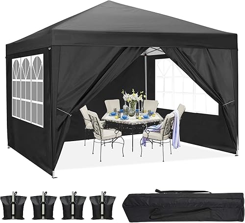 Vista 55 de Tienda de campaña desplegable de 10 x 20 pies con paredes laterales, tienda de campaña resistente al aire libre con 4 bolsas de arena y bolsa