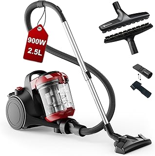 Akitas C10P Aspiradora sin Bolsa 900 W – Cepillo para Suelos Duros Wessel Werk D320 alemán de Pelo Natural (32 cm), Ideal para parquet, Laminado y baldosas