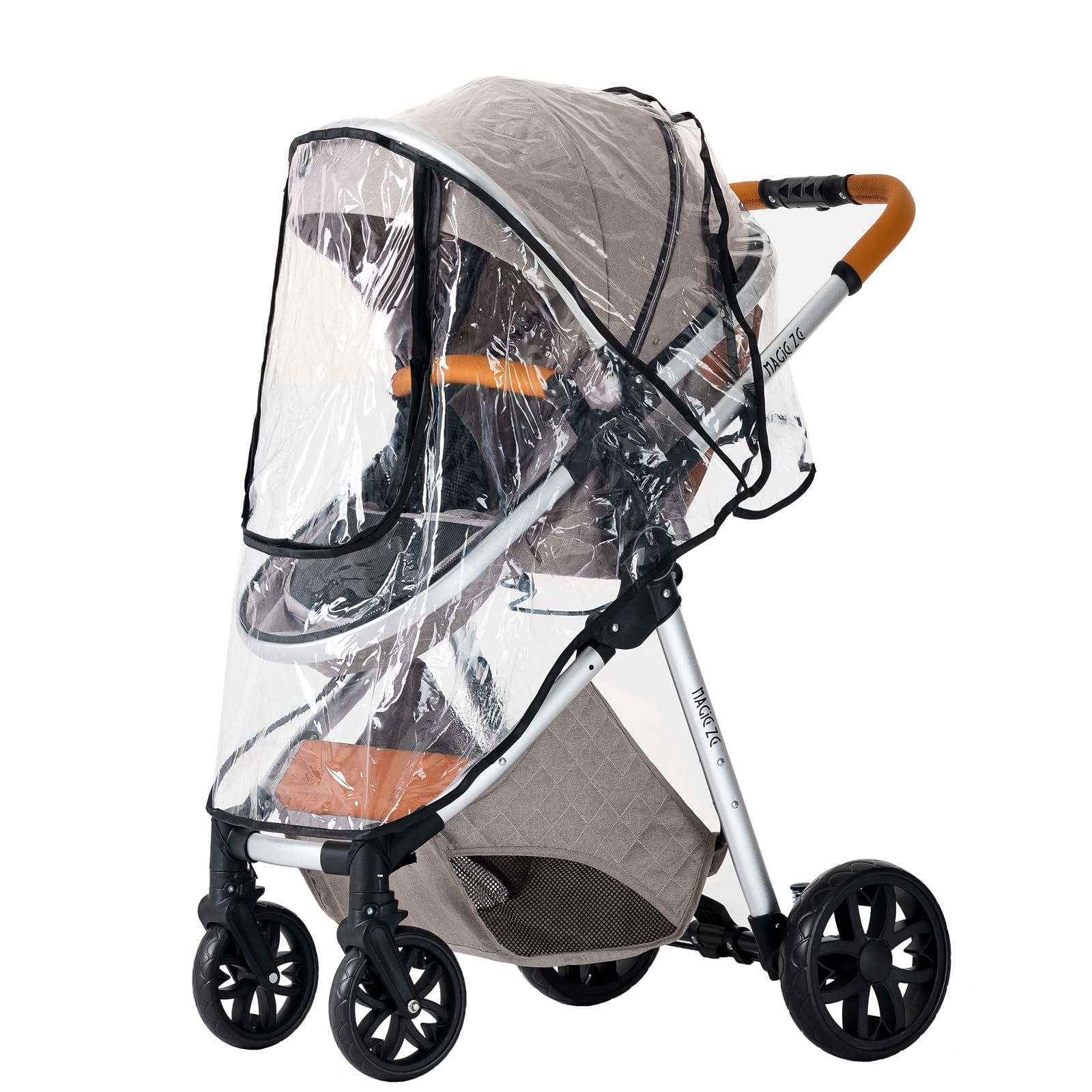 MoLi Passeggino Trio, Passeggino 3 in 1 con Doppia Modalità Push Reversibile, Trio Passeggino Neonati con Grande Navicella, Carrozzina per Neonati in Alluminio Pieghevole (225 Light Grey)