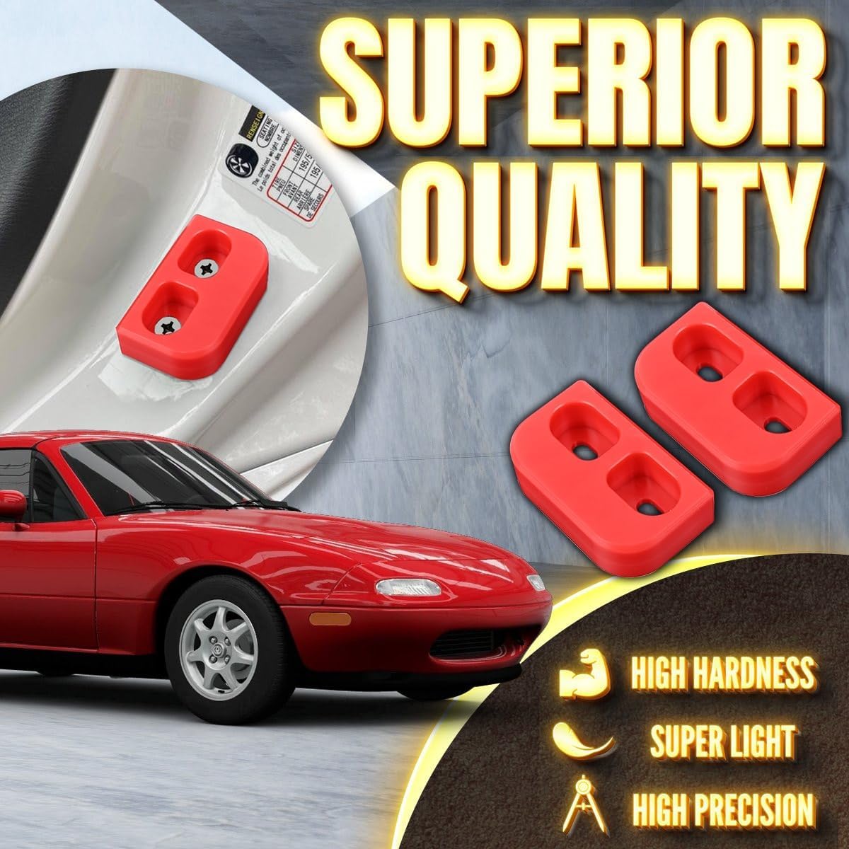 Canitu 2Pcs Red Door Lining Bushings Replacement,CNC Machined Door Bushing Kit Door Lining Bushings & Handling Replace Improves Stiffness for Mazda NA, NB, NC, ND,for MX-5 All Miata Generation