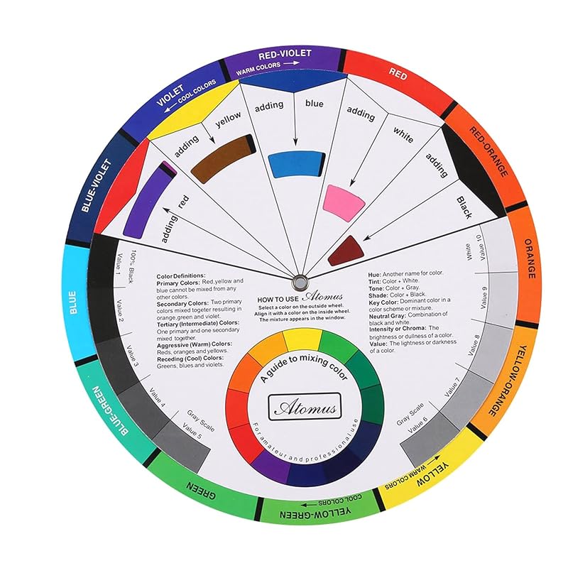 Roda de Cores JTLB em Papel, 3 Níveis, Rotativa, 23,5 cm