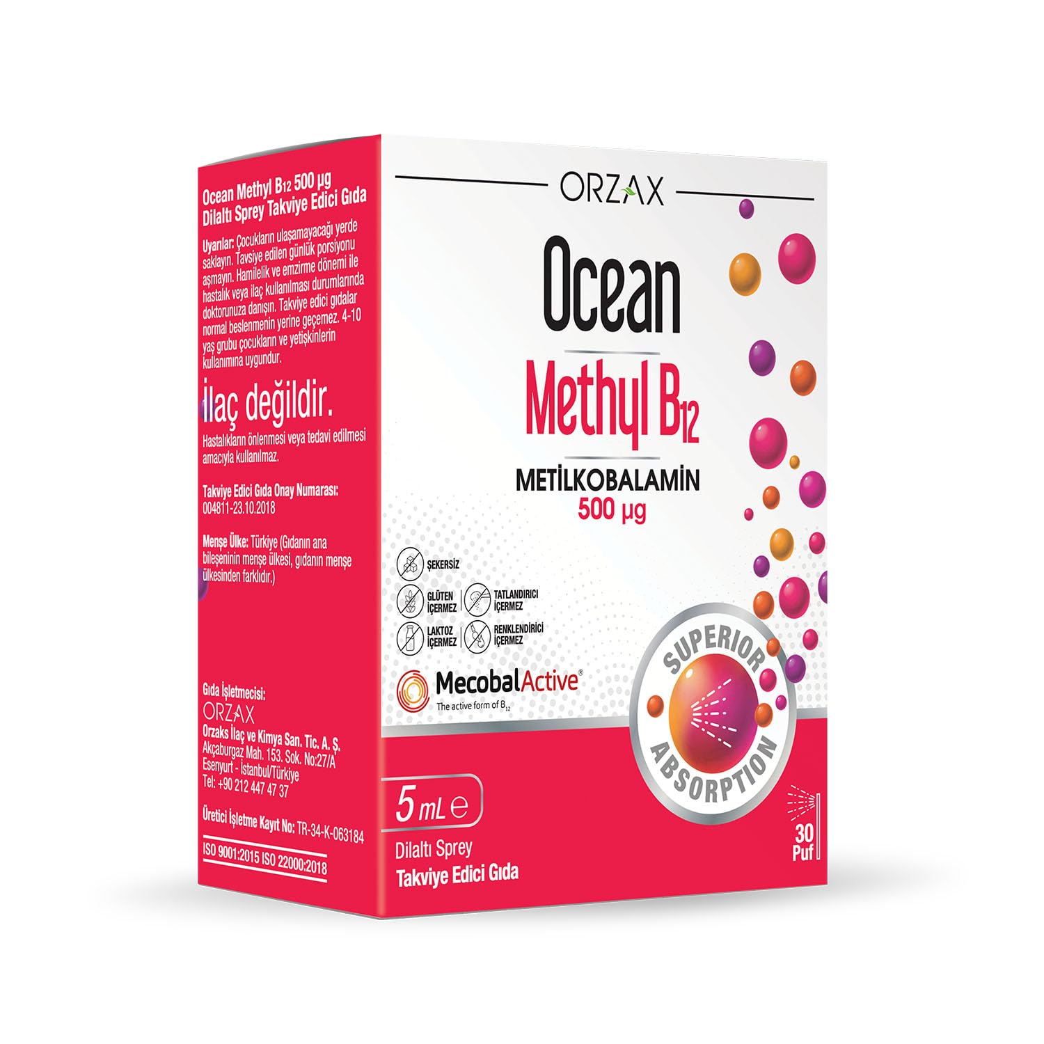 Ocean Methyl B12 Dilaltı Sprey 500mcg 5 ml