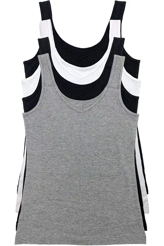 Felina Reversible Cotton Women’s Tank Top | 4-Pack...