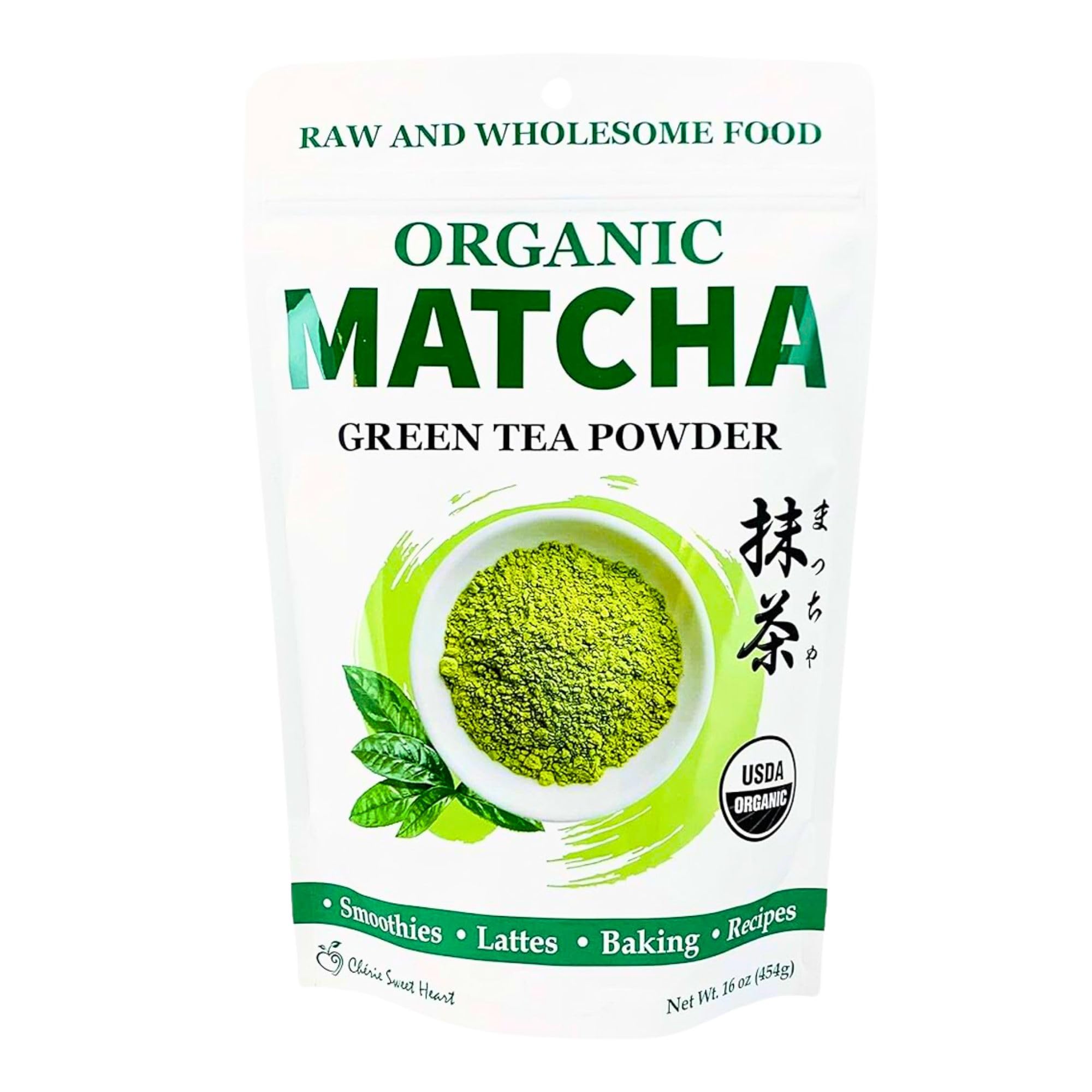 Cherie Sweet Heart Organic Matcha Green Tea Powder - Premium Culinary Grade Authentic Japanese Origin Antioxidant-Rich Gluten-Free Vegan