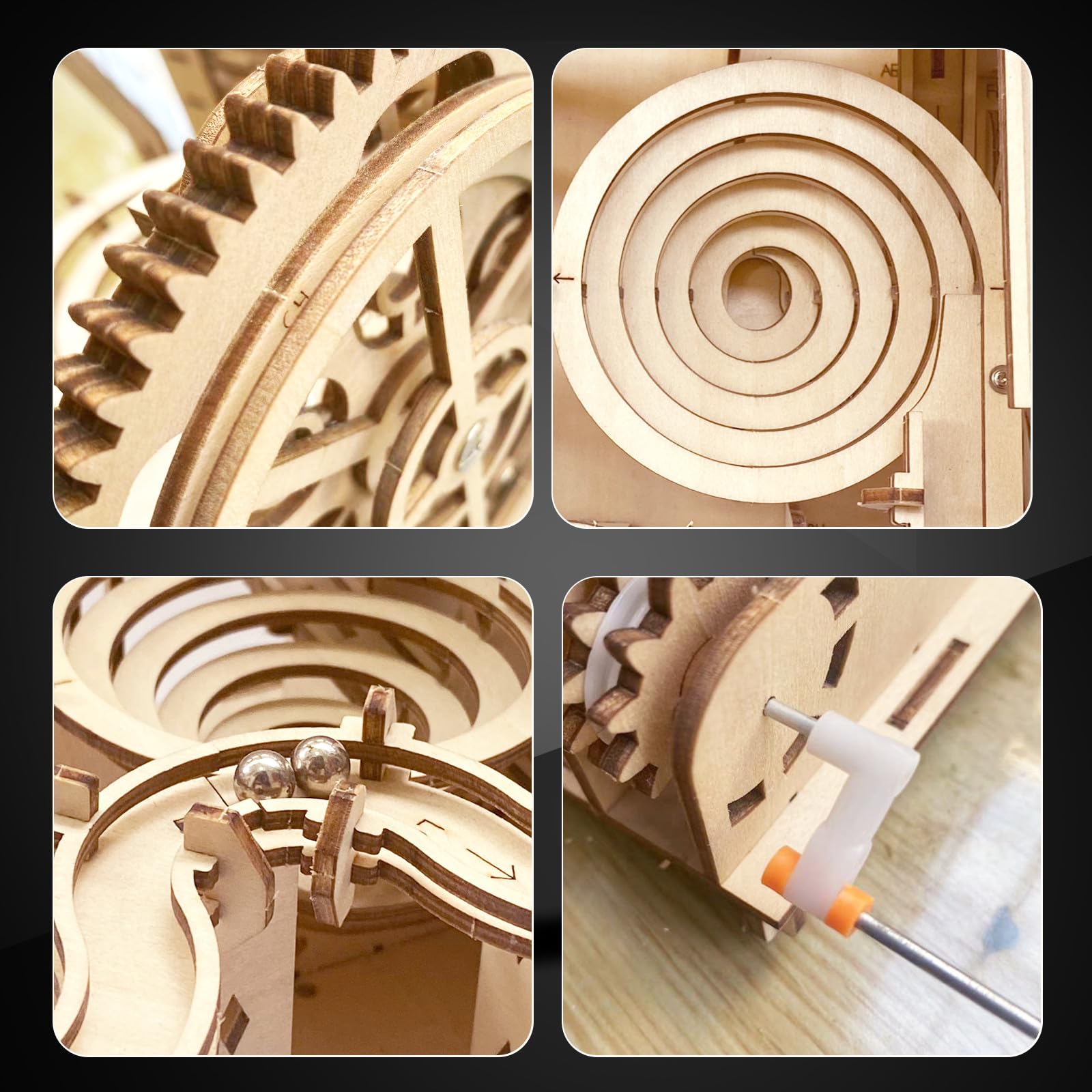3D Puzzle Wooden Marble Run for Adults IQIETOY DIY Mechanical Puzzle Assembly Wood Crafts to Build Wood Model Kit for Age 14+Years Old - Image 3