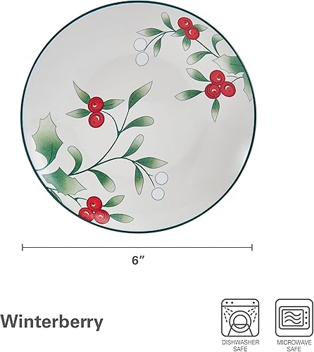 Miniatura 3 de Pfaltzgraff Winterberry Holiday - Juego de 4 platos surtidos para aperitivos, 6 pulgadas, multicolor (paquete de 2)