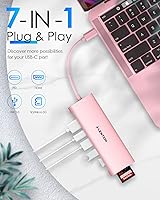 Vista 3 de LENTION Hub multipuerto USB C 7 en 1 con HDMI 4K, 100 W PD, 3 puertos USB 3.0, lector de tarjetas SD/MicroSD compatible con MacBook Pro/Air