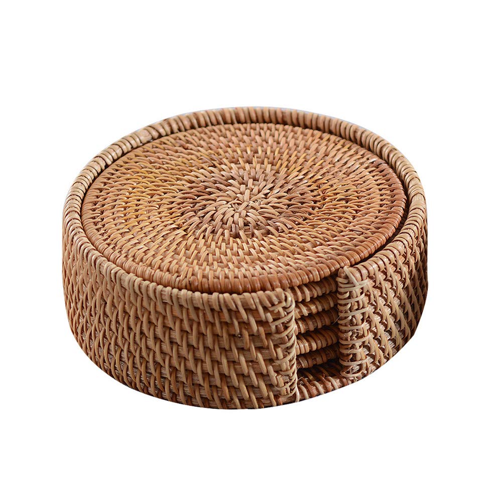 Dessous de verre en rotin napperon rond d'isolation thermique x6