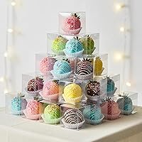 Vista 11 de VGOODALL 30 cajas transparentes de recuerdo, 8.2 x 2.75 x 2.2 pulgadas, cajas de cubo transparentes para galletas, macarrones, bodas, despedidas