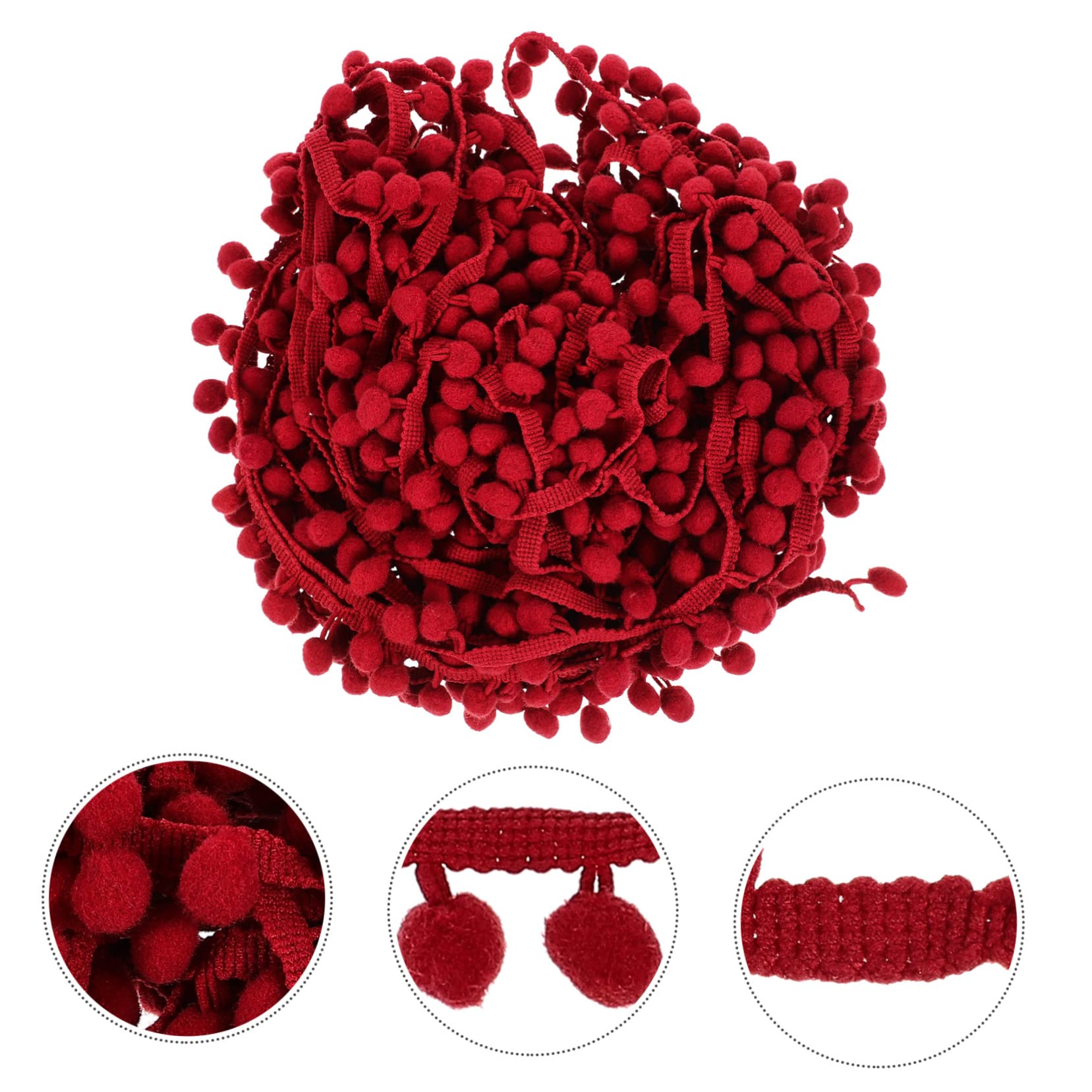 Operitacx 3stücke Pompon Borte Für Dekoration Ballfransen Für Vorhänge Kleidung Und Hochzeiten Weinrot Hochwertige Langlebige Materialien Für Kreative Projekte