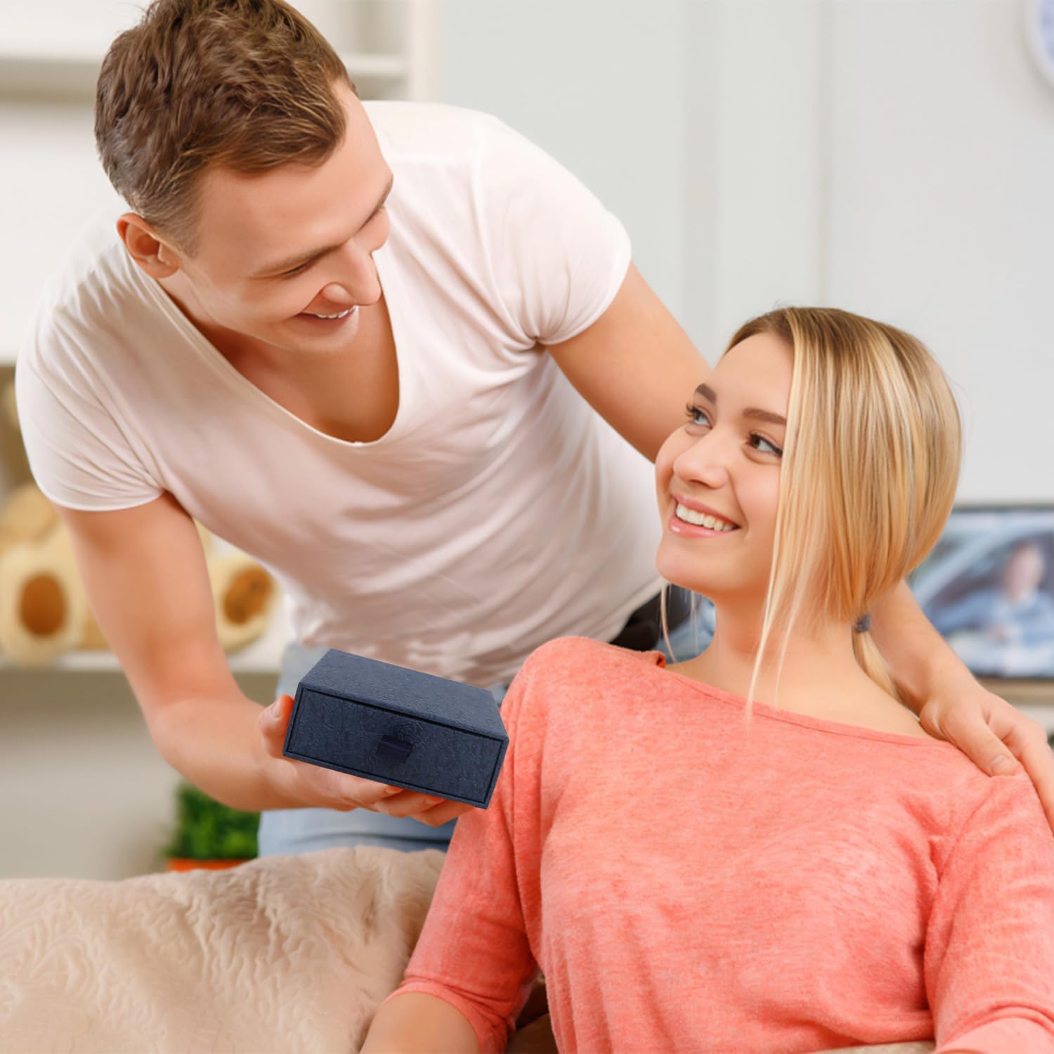 Jewelry Gift Box, 12-Pack Necklace Gift Box Drawer Jewelry Box Bangle Necklace Case For Earrings & Rings, Stylish Necklace Bracelet Organizer, 3.5 x 3.5 x 1.25 Inches (Dark Blue) - Image 7